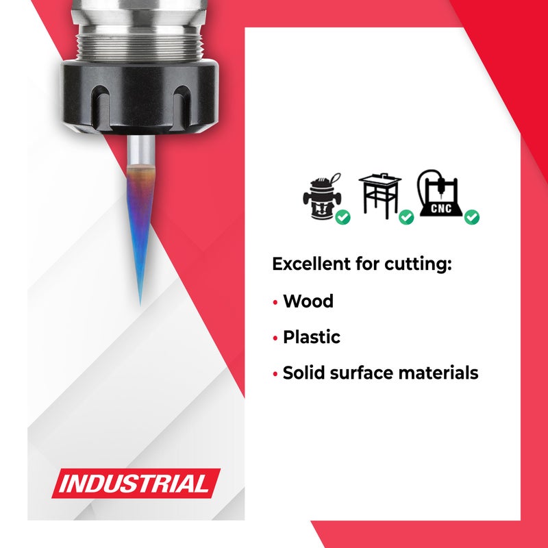 Amana Tool Spektra Extreme Tool Life Coated Solid Carbide Signmaking and Engraving Router Bit, 45611-K, 15 Degree Engraving 0.005 Tip Width x 1/4 Shank x 2-1/4 Inch Long - Image 3